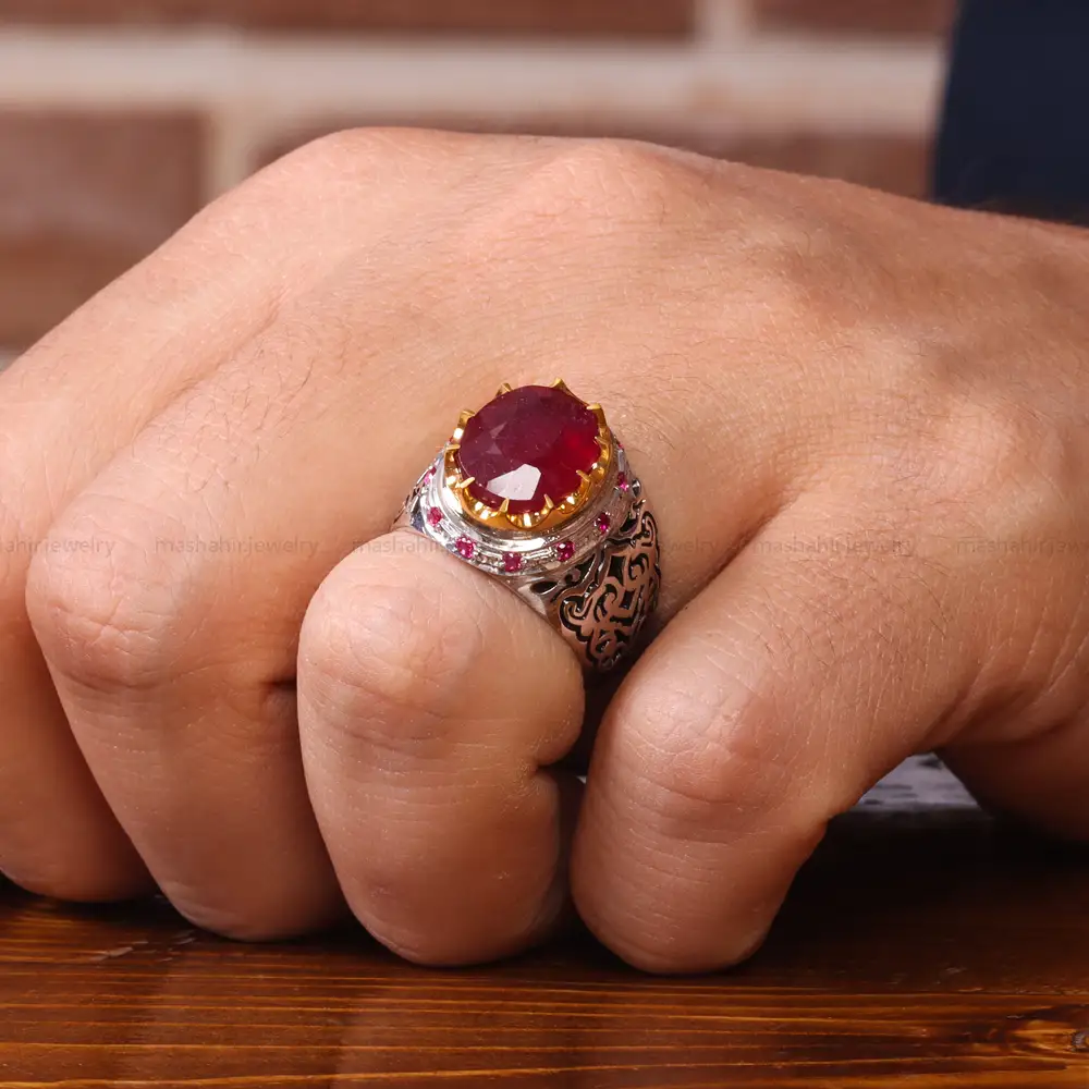 انگشتر یاقوت سرخ مردانه کد 20576