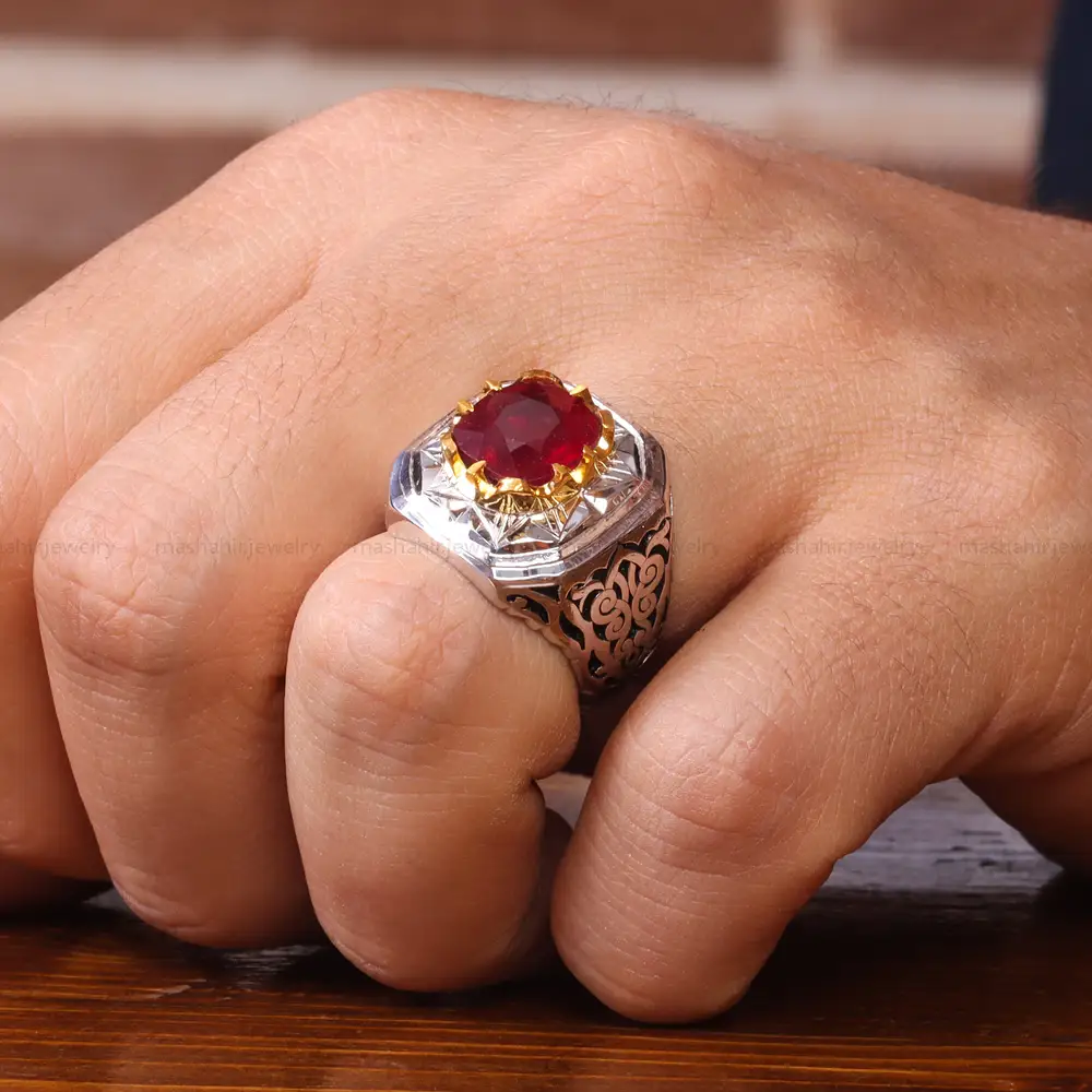 انگشتر یاقوت سرخ مردانه کد 20577