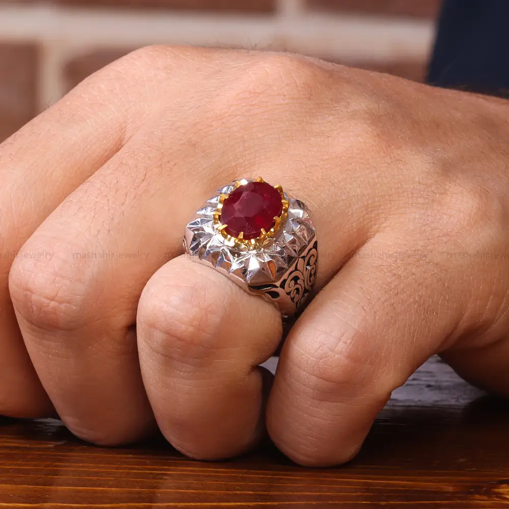 انگشتر یاقوت سرخ مردانه کد 20578