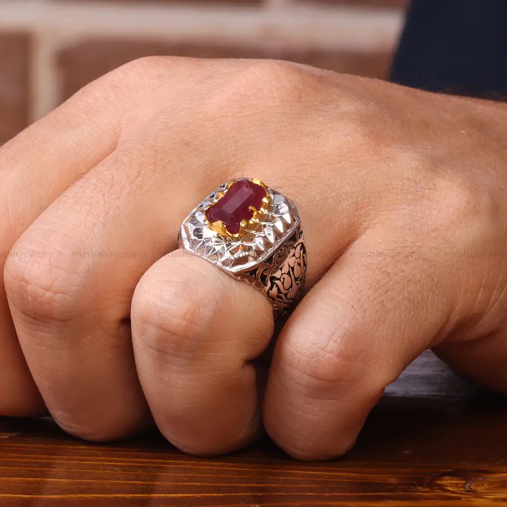 انگشتر یاقوت سرخ مردانه کد 20579