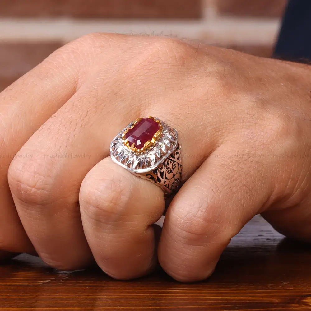 انگشتر یاقوت سرخ مردانه کد 20580