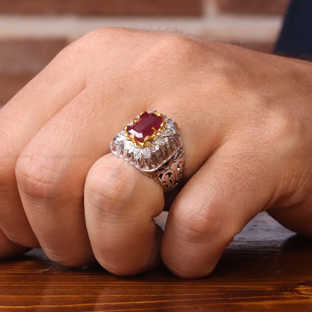 انگشتر یاقوت سرخ مردانه کد 20581