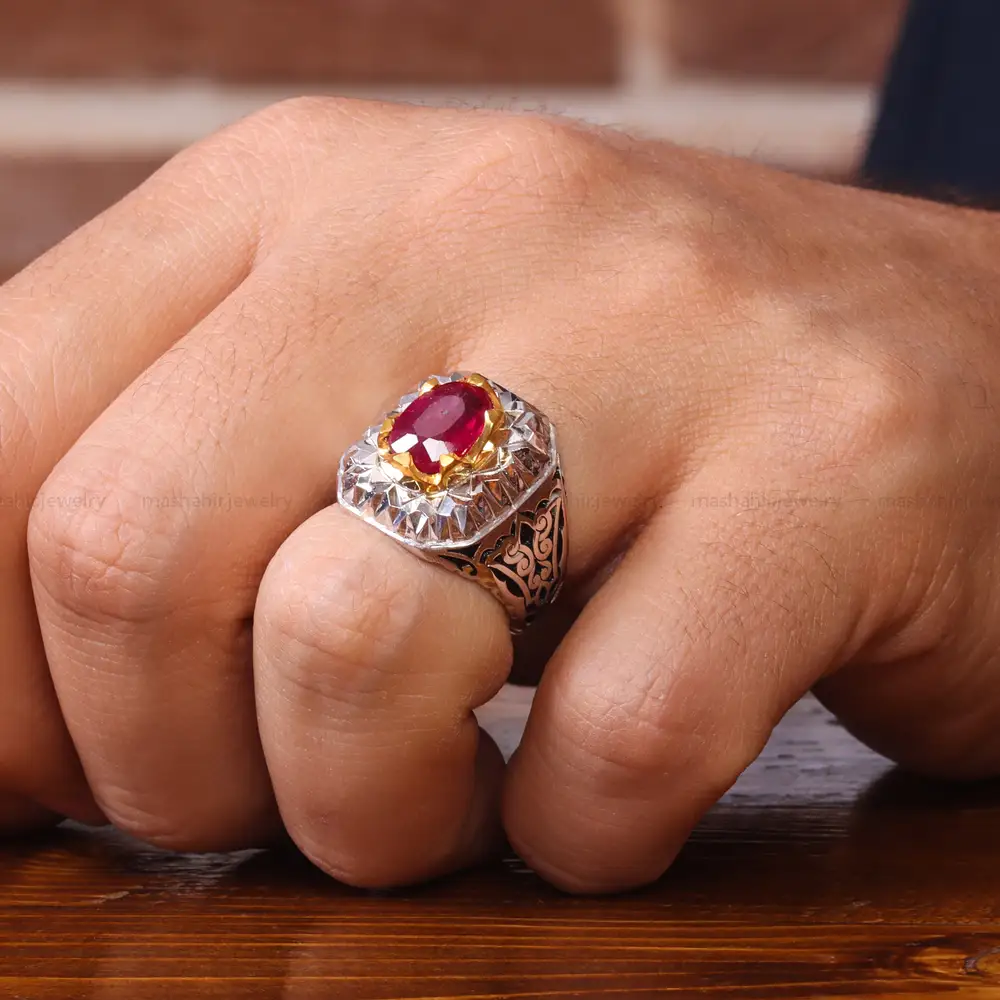 انگشتر یاقوت سرخ مردانه کد 20583