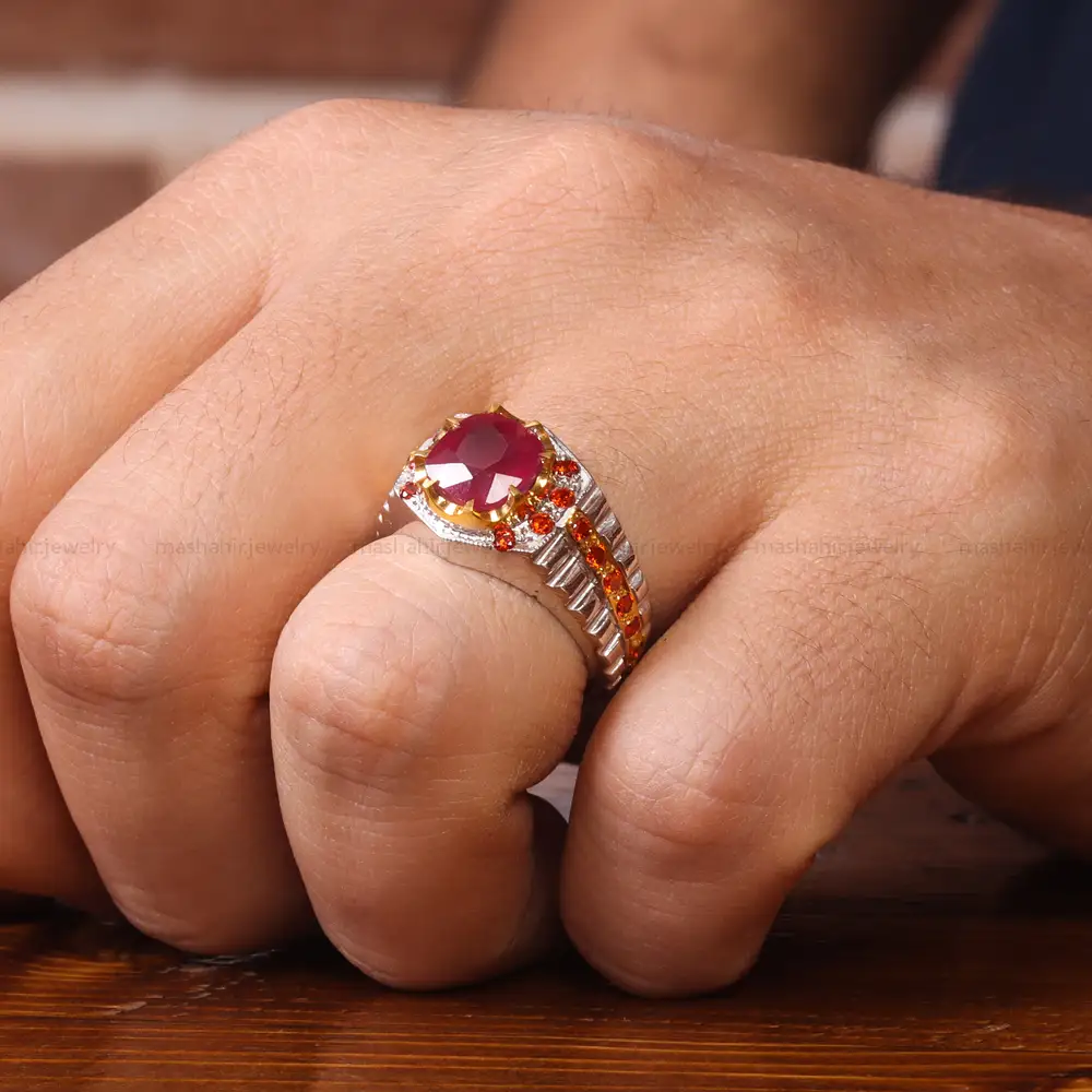 انگشتر یاقوت سرخ مردانه کد 20585