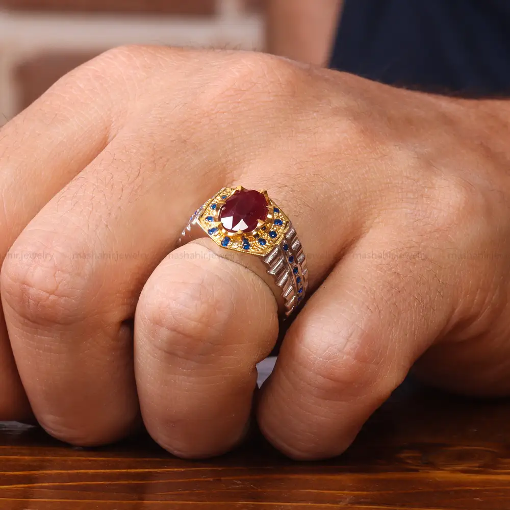 انگشتر یاقوت سرخ مردانه کد 20588