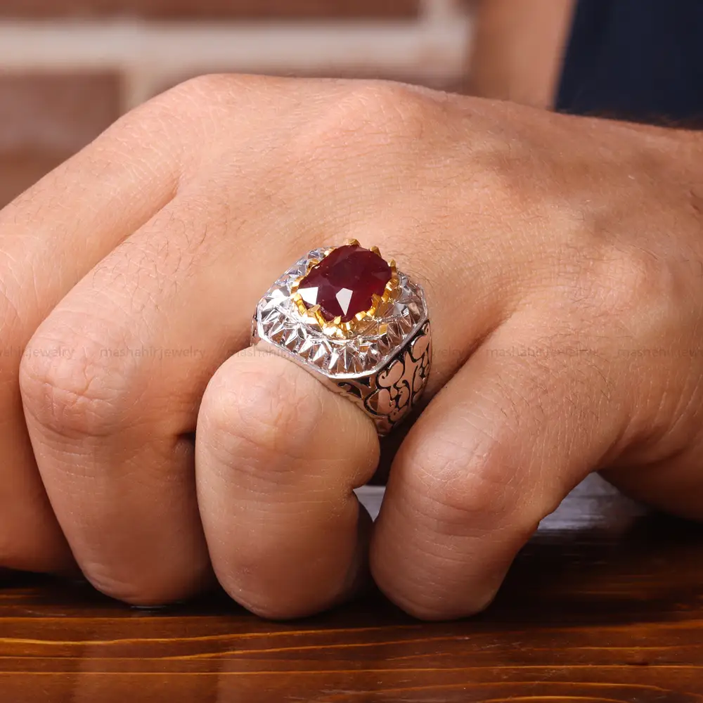 انگشتر یاقوت سرخ مردانه کد 20592