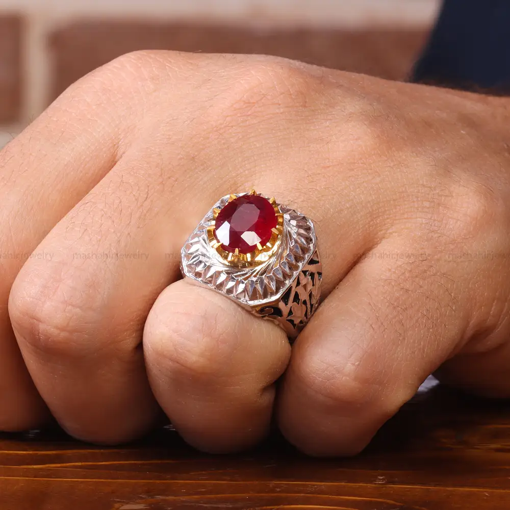 انگشتر یاقوت سرخ مردانه کد 20598