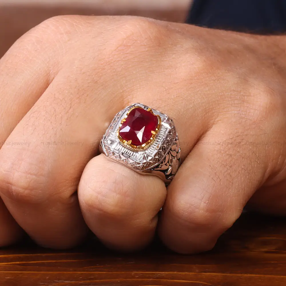 انگشتر یاقوت سرخ مردانه کد 20599