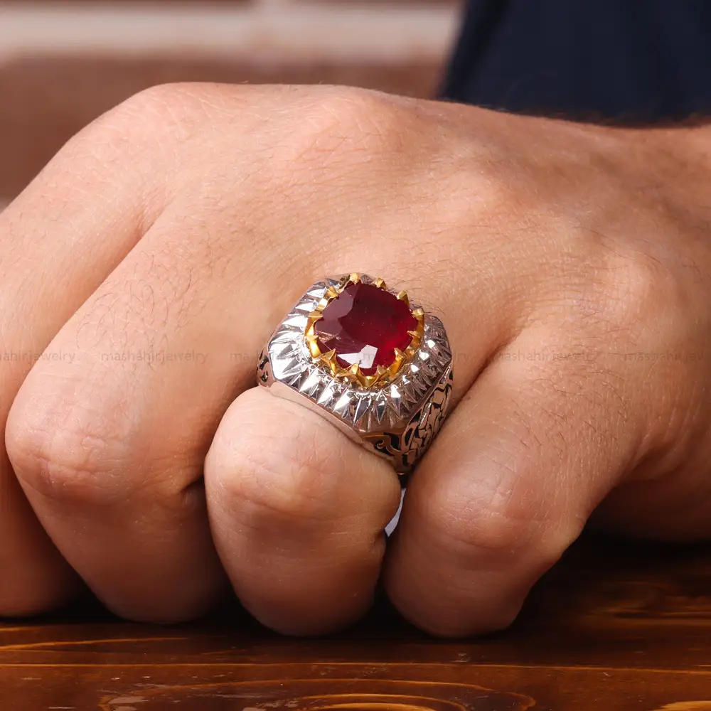 انگشتر یاقوت سرخ مردانه کد 20600