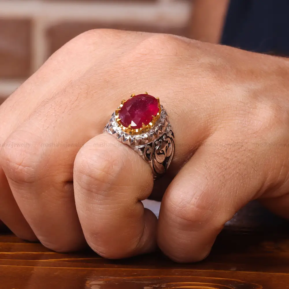 انگشتر یاقوت سرخ مردانه کد 20601