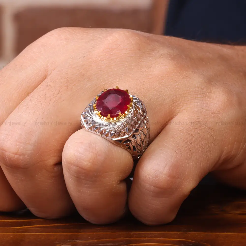 انگشتر یاقوت سرخ مردانه کد 20604