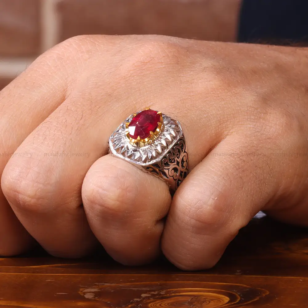 انگشتر یاقوت سرخ مردانه کد 20605
