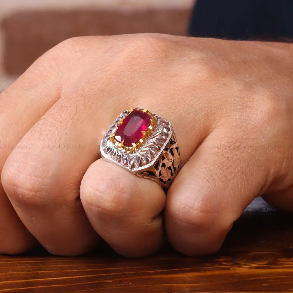 انگشتر یاقوت سرخ مردانه کد 20607