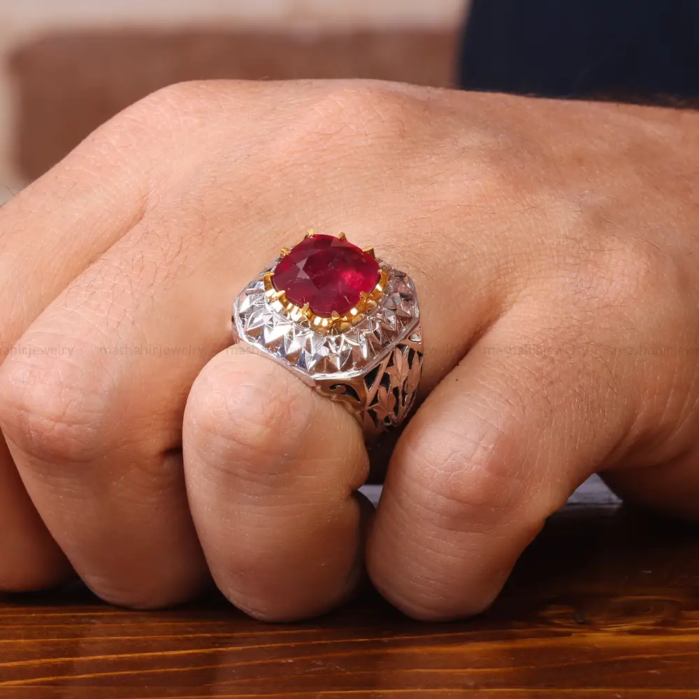 انگشتر یاقوت سرخ مردانه کد 20608