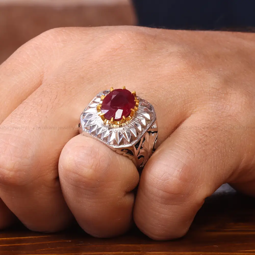 انگشتر یاقوت سرخ مردانه کد 20610