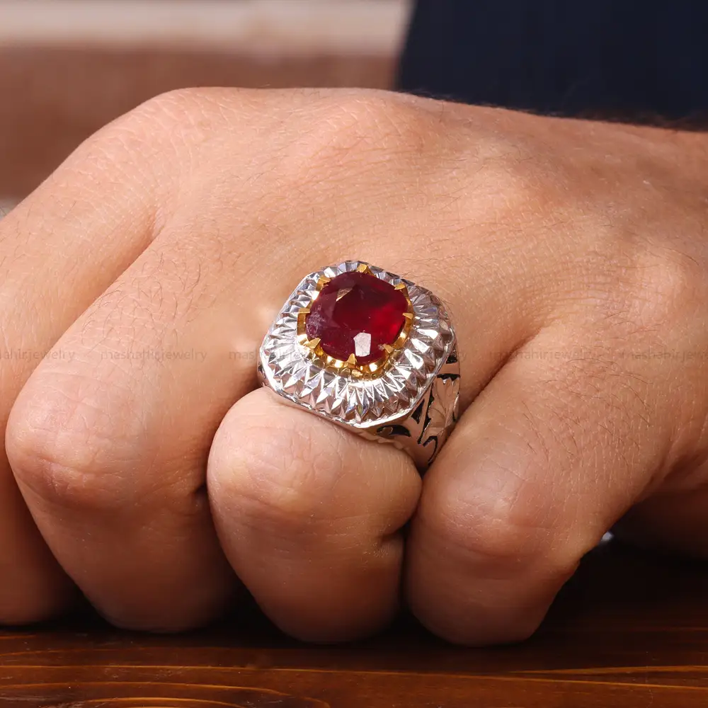 انگشتر یاقوت سرخ مردانه کد 20611