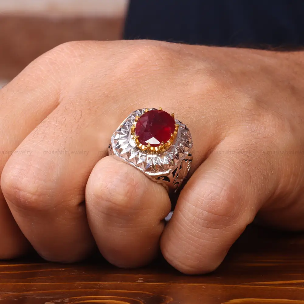 انگشتر یاقوت سرخ مردانه کد 20612