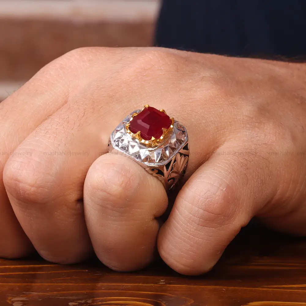 انگشتر یاقوت سرخ مردانه کد 20613