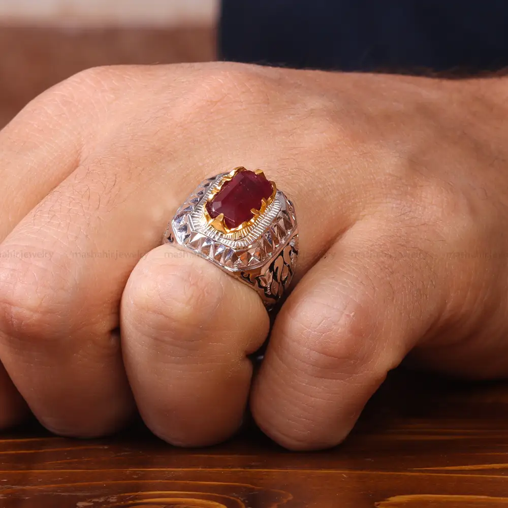 انگشتر یاقوت سرخ مردانه کد 20614
