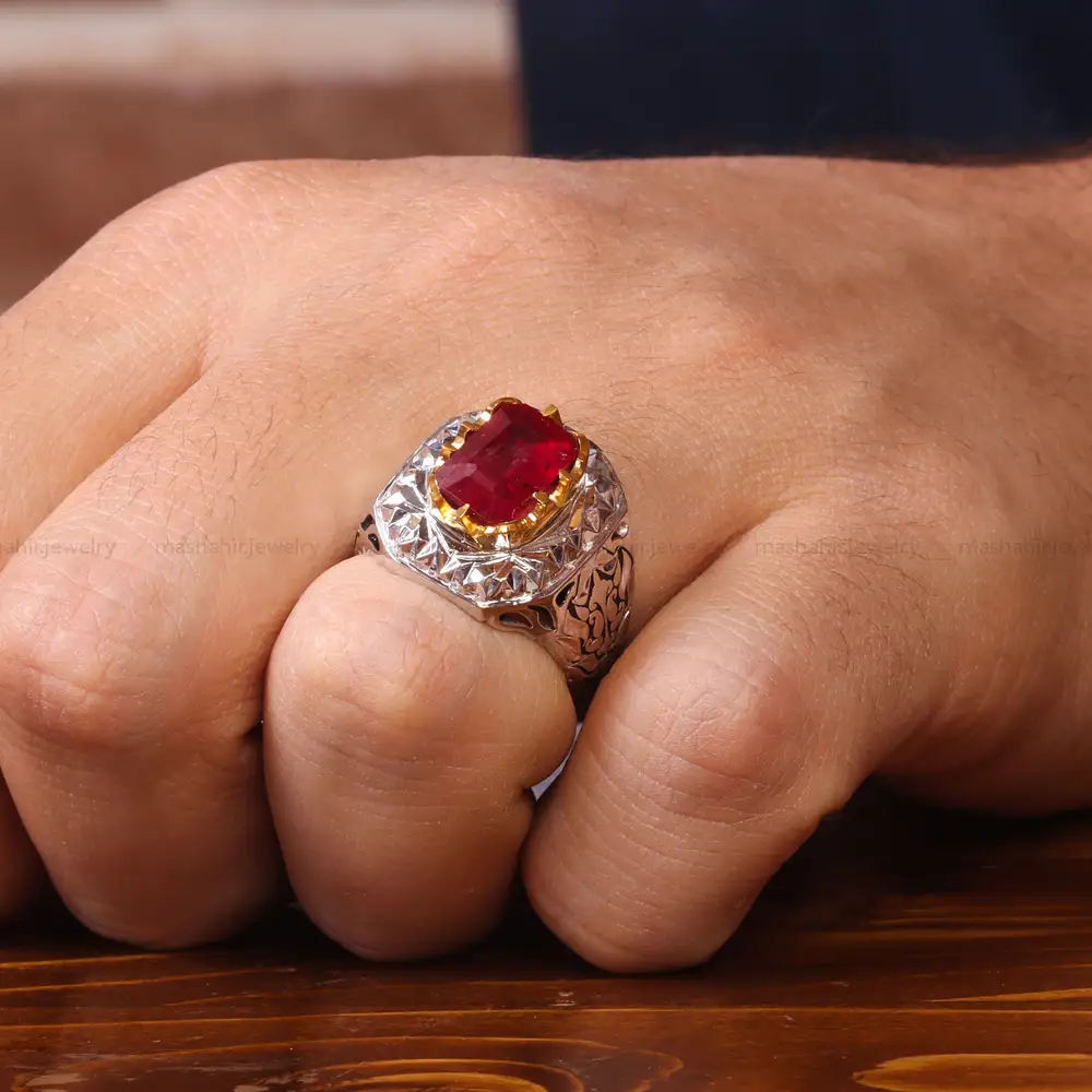 انگشتر یاقوت سرخ مردانه کد 20615