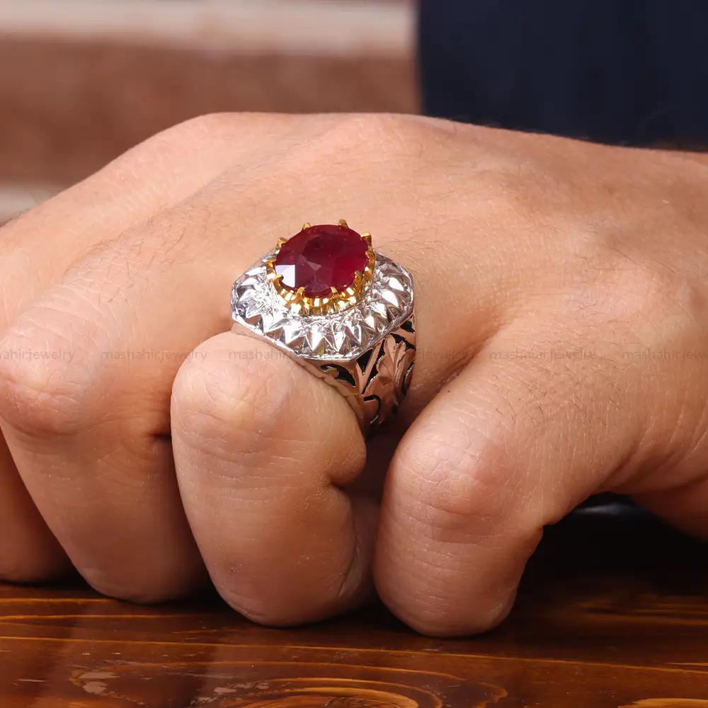 انگشتر یاقوت سرخ مردانه کد 20616