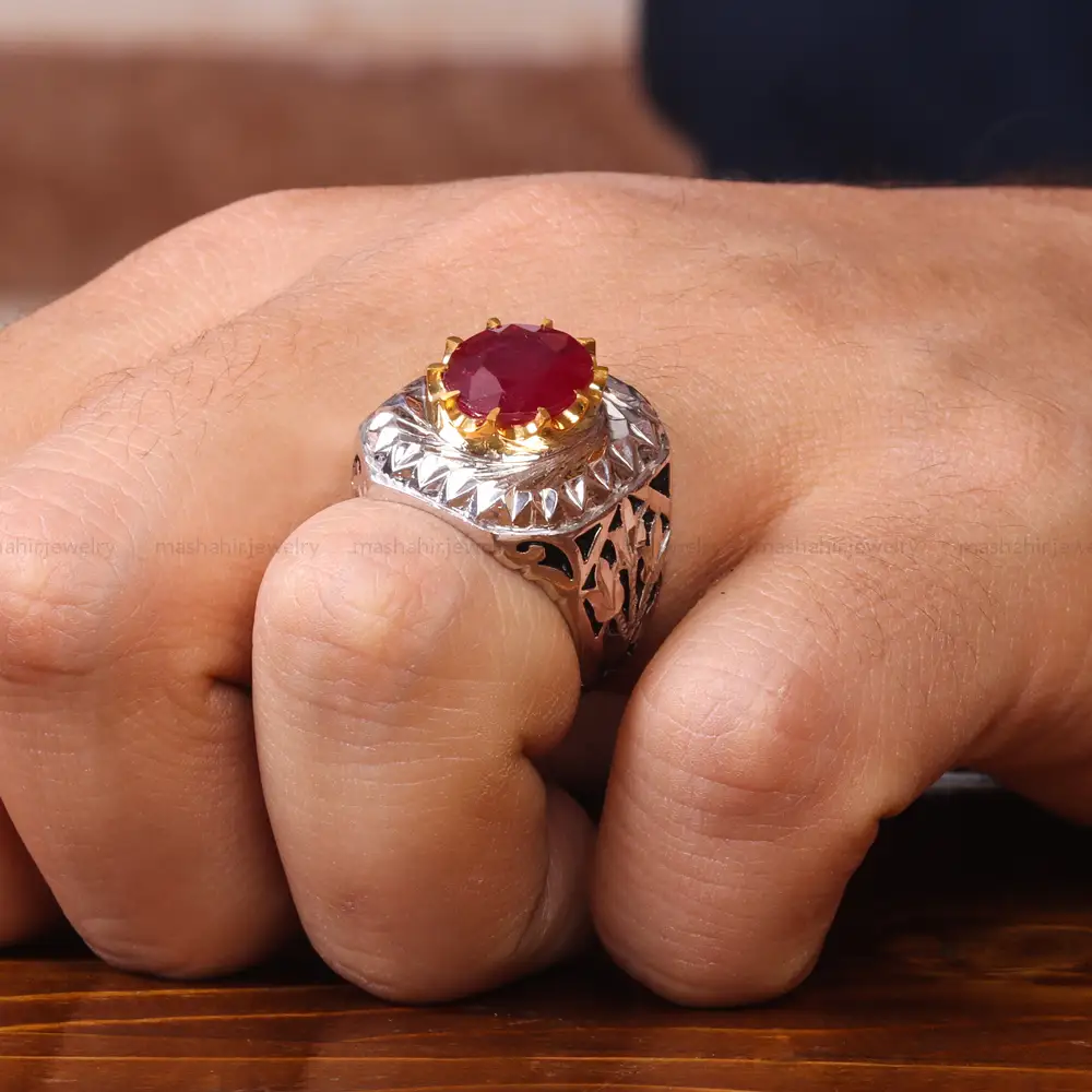انگشتر یاقوت سرخ مردانه کد 20617