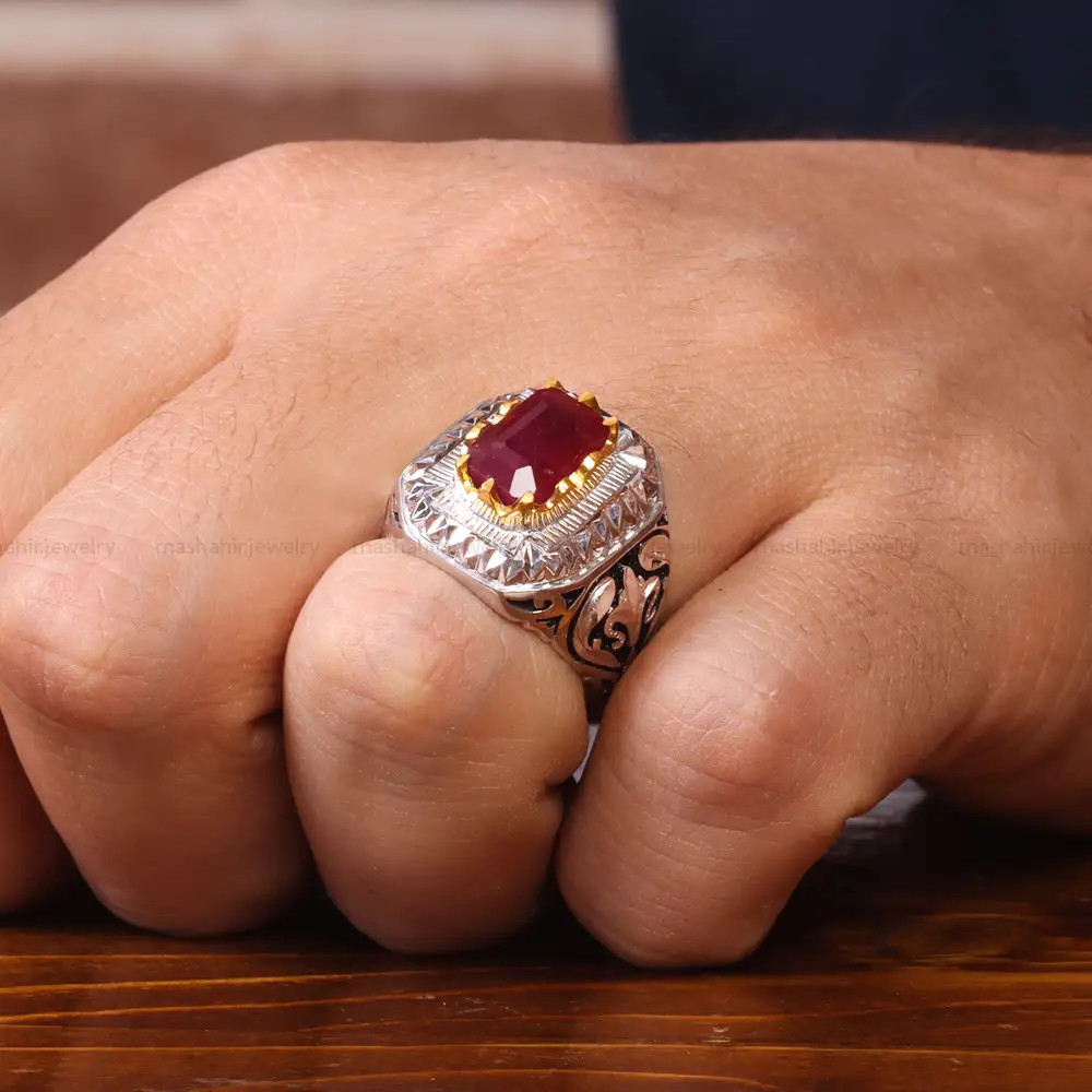 انگشتر یاقوت سرخ مردانه کد 20618
