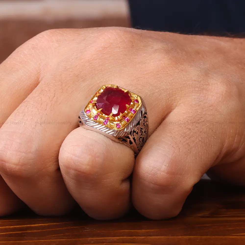 انگشتر یاقوت سرخ مردانه کد 20619