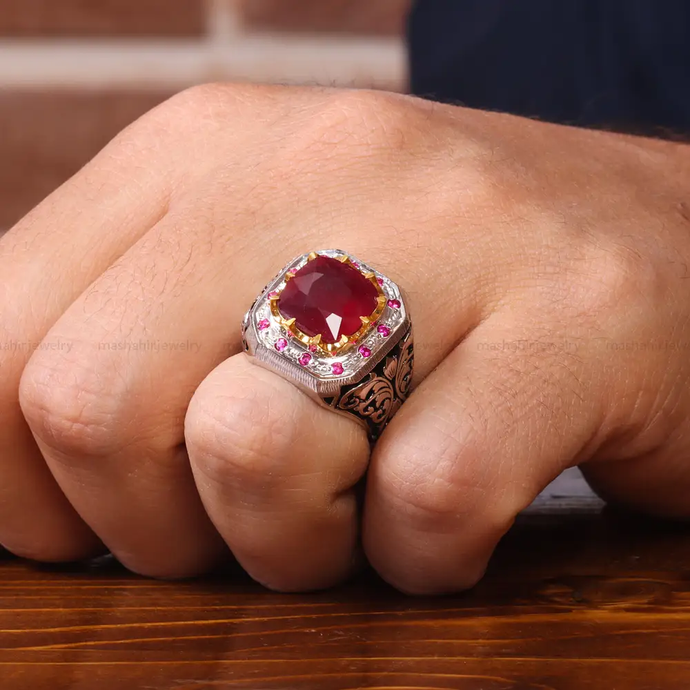انگشتر یاقوت سرخ مردانه کد 20621