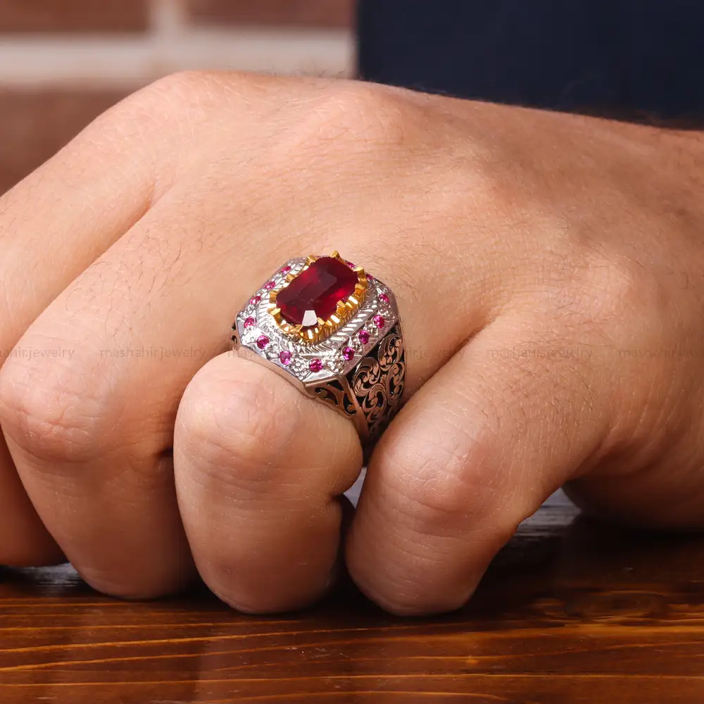 انگشتر یاقوت سرخ مردانه کد 20623