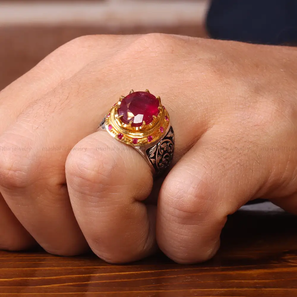 انگشتر یاقوت سرخ مردانه کد 20625