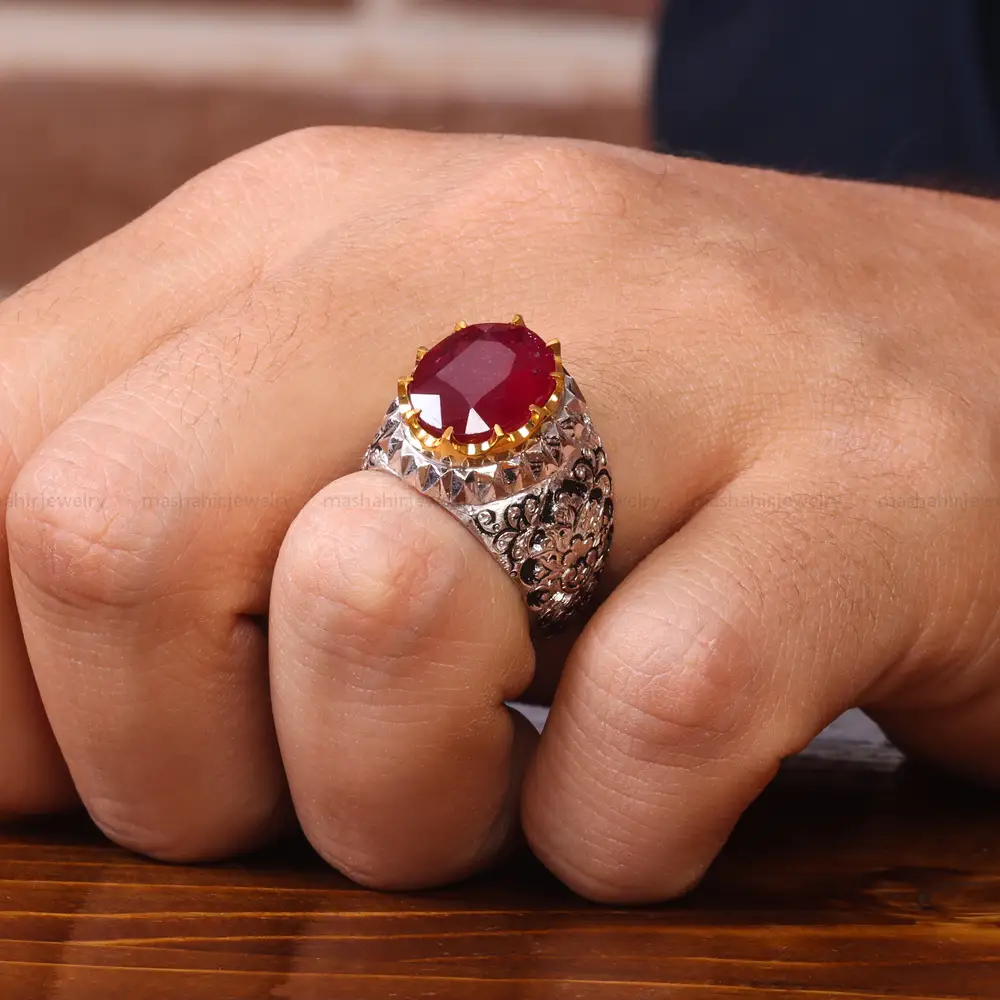 انگشتر یاقوت سرخ مردانه کد 20626