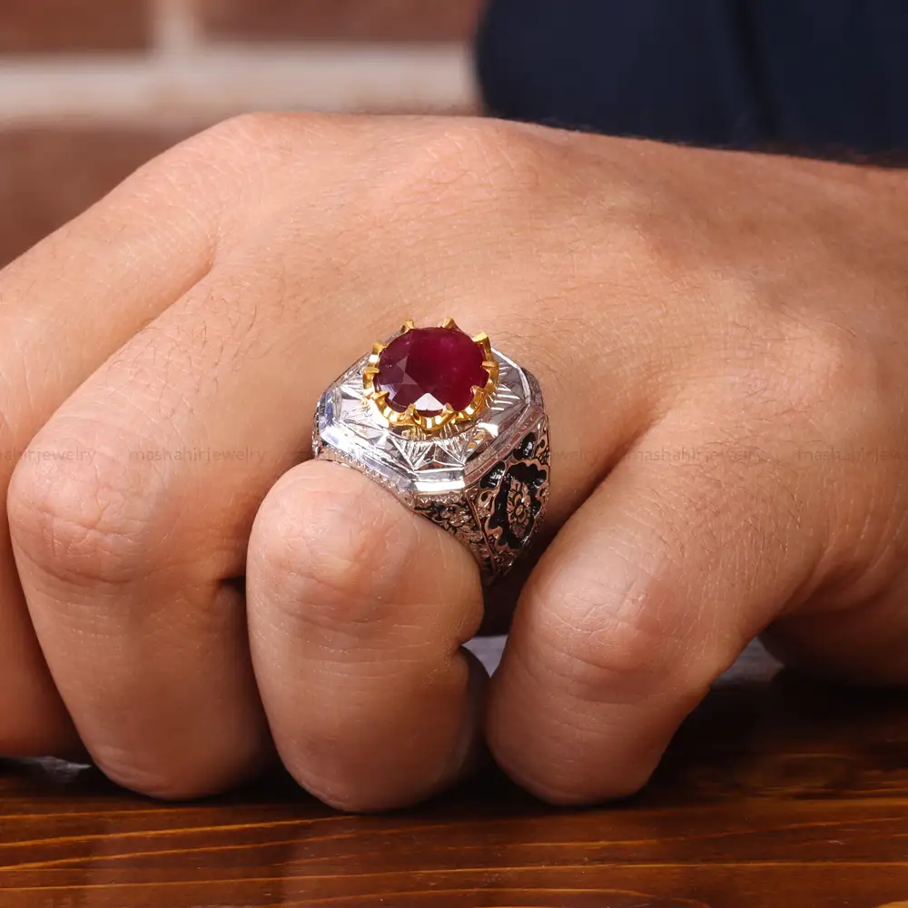 انگشتر یاقوت سرخ مردانه کد 20627
