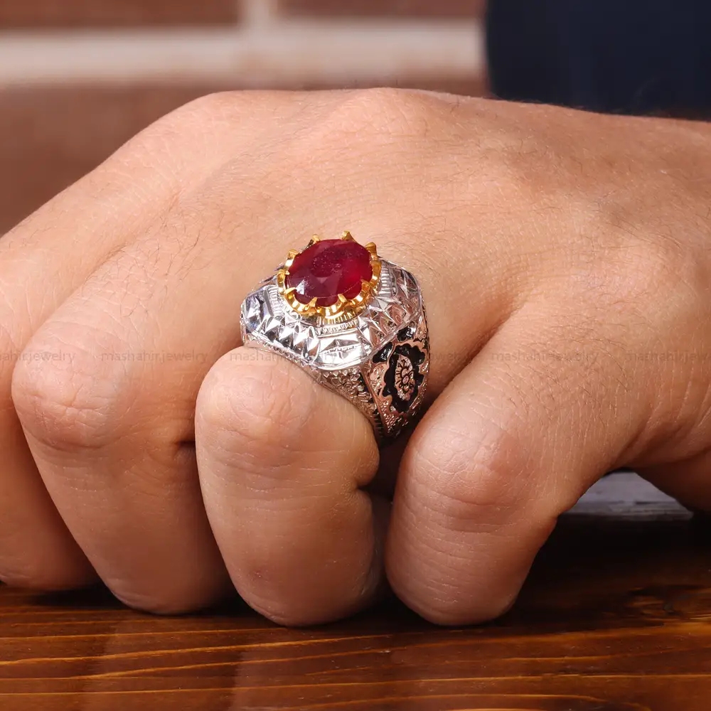 انگشتر یاقوت سرخ مردانه کد 20628