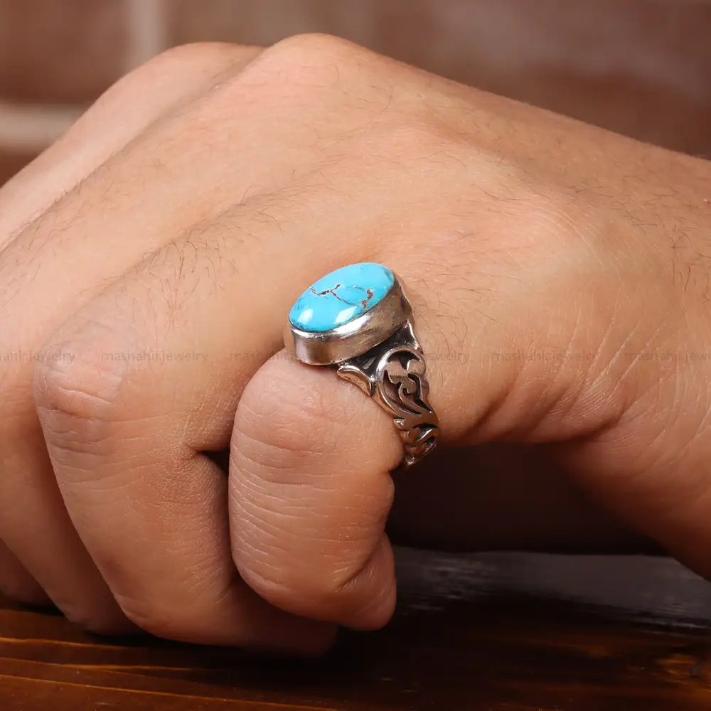 انگشتر فیروزه شجری مردانه کد 20639