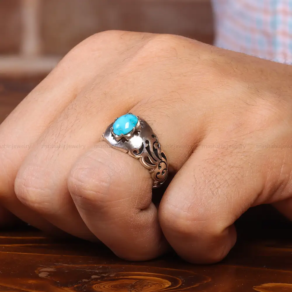 انگشتر فیروزه شجری مردانه کد 20647