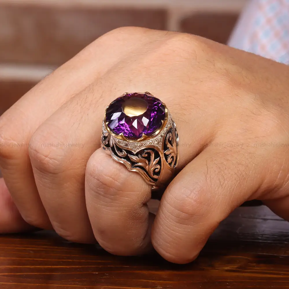 انگشتر آمیتیست مردانه کد 20681