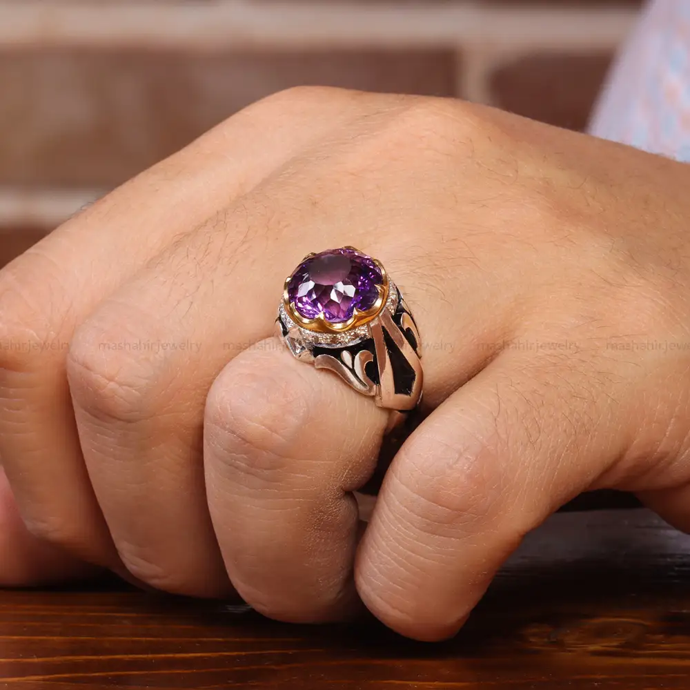 انگشتر آمیتیست مردانه کد 20682