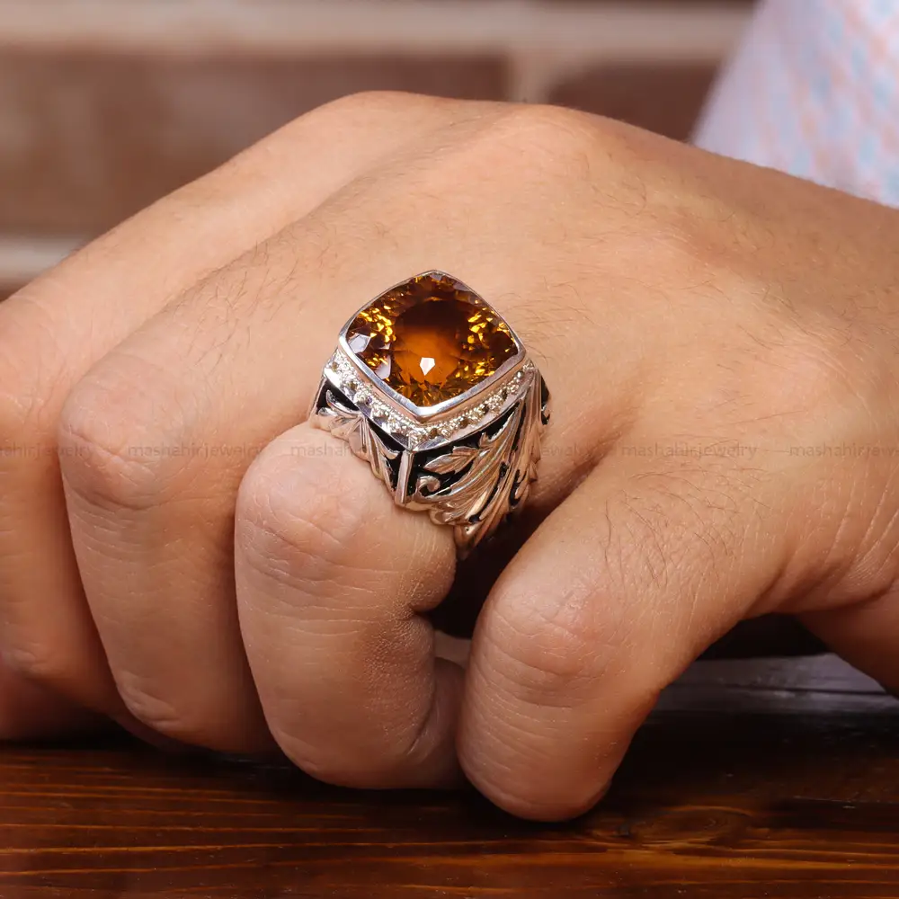 انگشتر سیترین مردانه کد 20684
