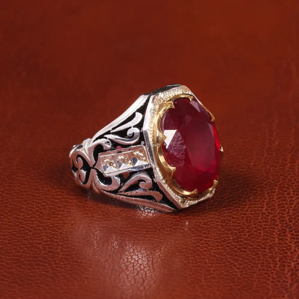 انگشتر یاقوت سرخ مردانه کد 20691