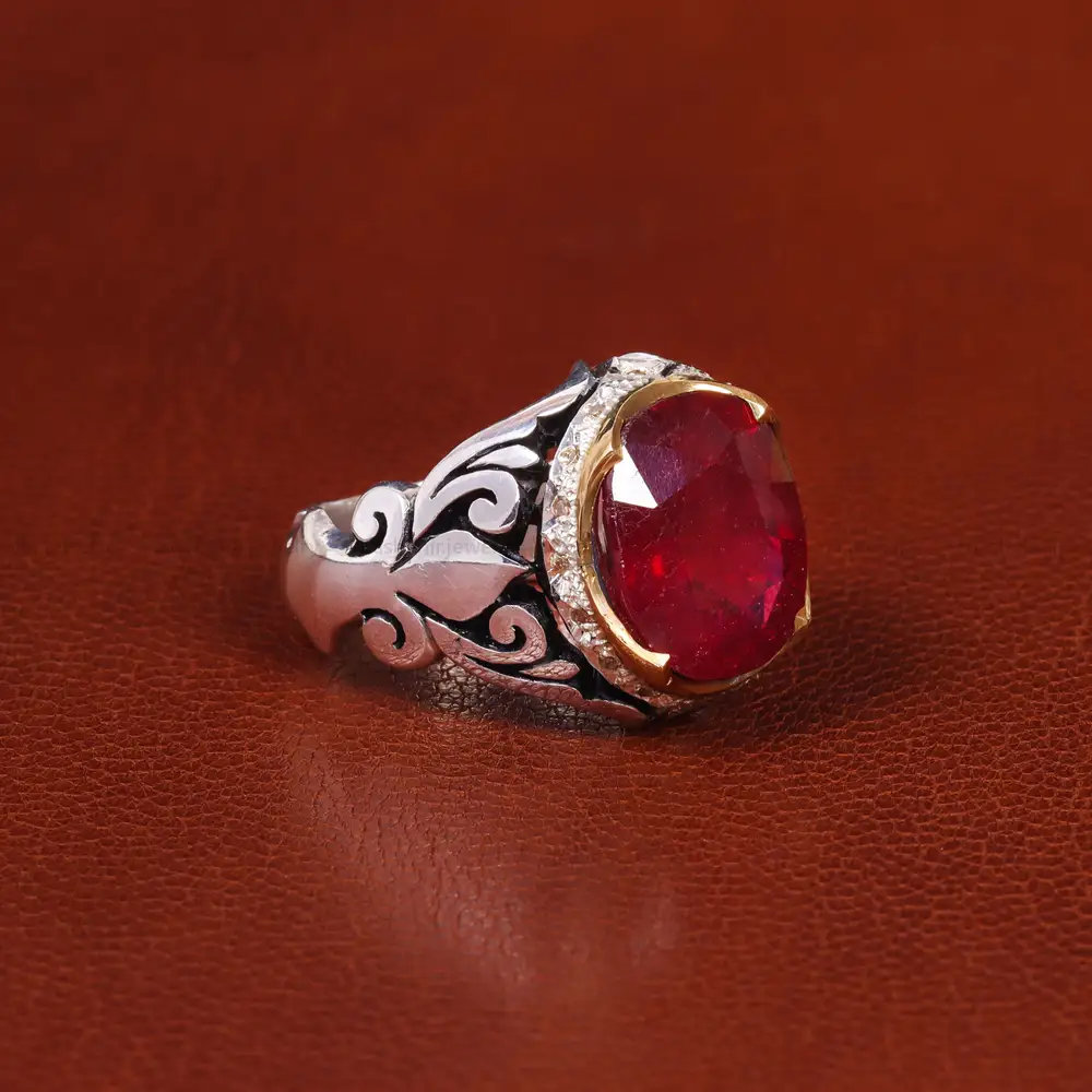 انگشتر یاقوت سرخ مردانه کد 20694