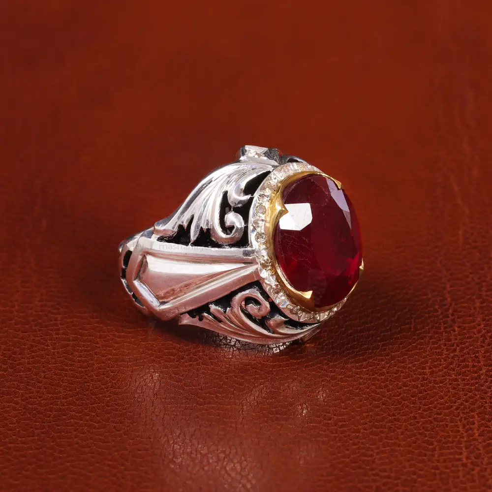 انگشتر یاقوت سرخ مردانه کد 20696