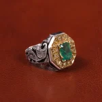 انگشتر زمرد مردانه کد 20707