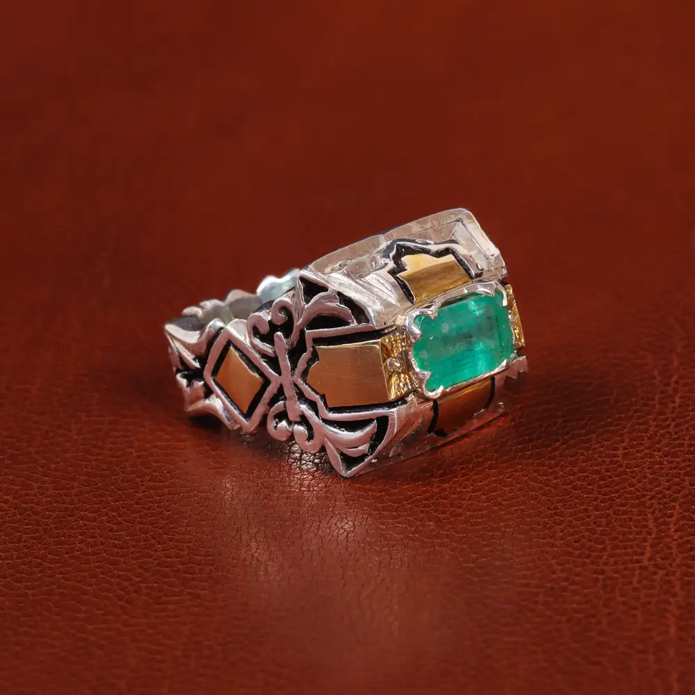 انگشتر زمرد مردانه کد 20713