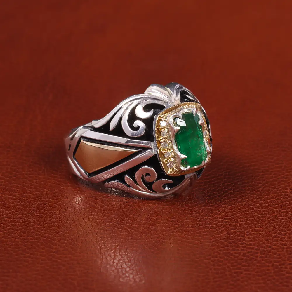 انگشتر زمرد مردانه کد 20717