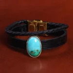 دستبند چرم فیروزه کد 20776