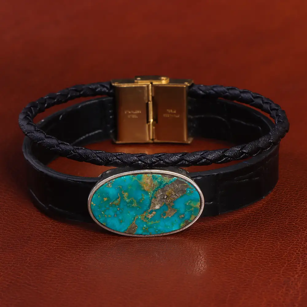 دستبند چرم فیروزه کد 20785