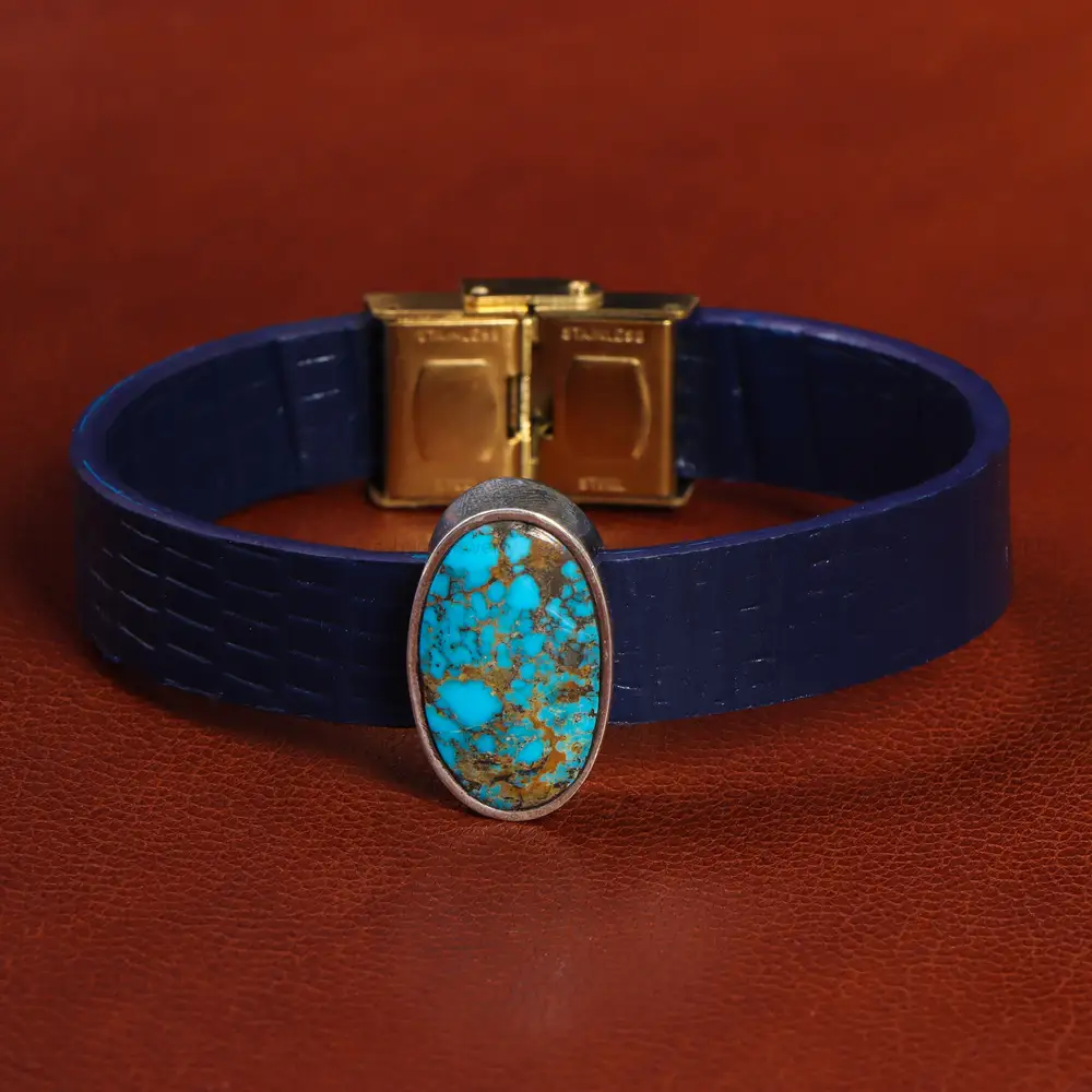 دستبند چرم فیروزه کد 20793