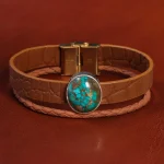 دستبند چرم فیروزه کد 20805