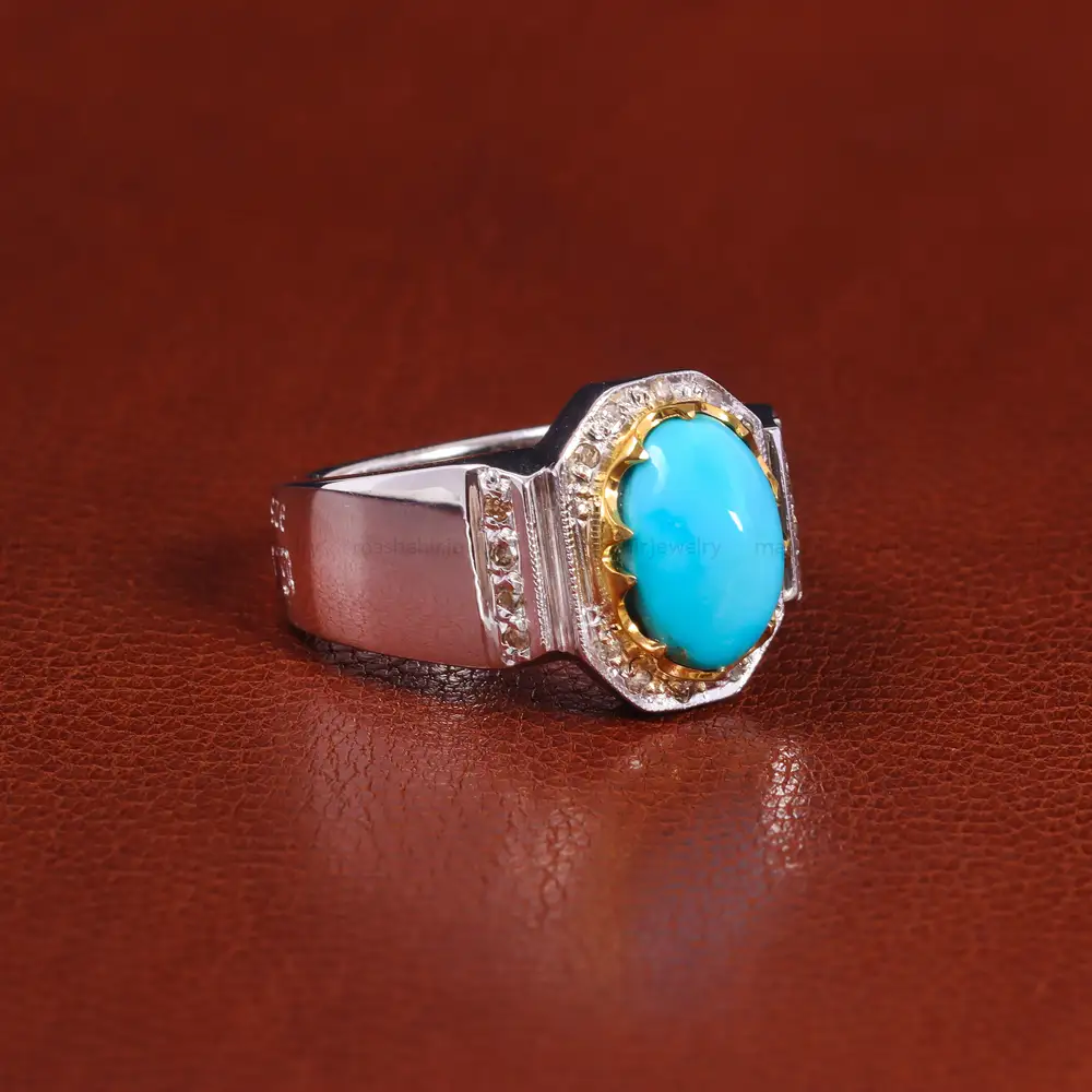 انگشتر فيروزه عجمی مردانه کد 20987